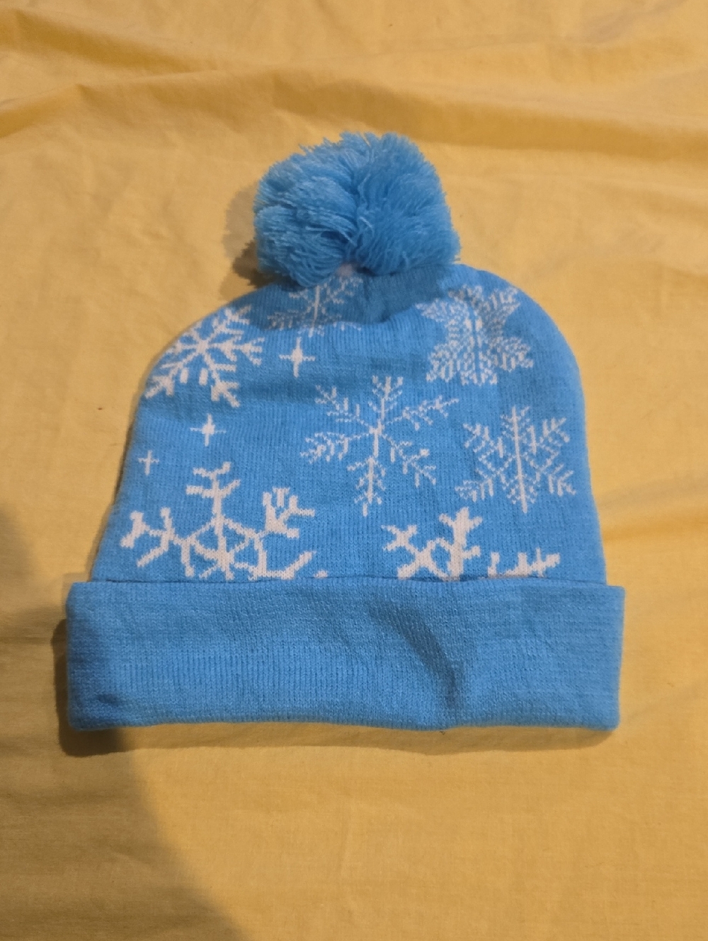 Blue Snowflake Knit Hat With Pompom - Picture 2 of 4